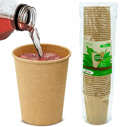 AllBags Papierbecher ® Kompostierbare Bio Einweg Becher I Einmalbecher Getränkebecher Wegwerfbecher mit PLA Beschichtung I Coffee to go Pappbecher braun ungebleicht 250 ml 10 oz (Kraft)