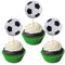 Xsstarmi 24 Pack Soccer Cupcake Toppers Glitter Football World Cup Cupcake Picks for Ball Sports Theme Baby Shower Soccer Players Kids Birthday Party Cake Decorations Supplies
