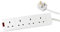 UR CHOICE 4-Way Extension Lead | 10M Long UK Power Strip | Surge Protected Multi Plug Socket | Heavy-Duty Extension Cable for Home, Office, Gaming, Workshop & Appliances (White)