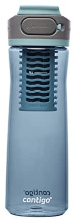 Contigo Clybourn Freeflow Filtration Wasserflasche mit automatischem Verschluss, auslaufsicherer Deckel, 680 ml, gefilterte Wasserflasche mit Kohlefaserfilter, hält bis zu 6 Monate, dunkles Eis