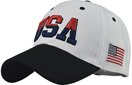 QIFLY Männlich Weiblich Neutral Sommer Amerika Flagge Stickerei Baseballmützen Verstellbare Hut Visiere Hüte Dich Vorm Bösen Wolf