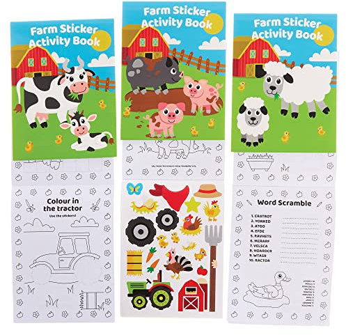 Baker Ross FX563 Bauernhof Sticker-Aktivitätsbücher - 8er-Packung, Stickerbuch-Partytütenfüller für Kinder