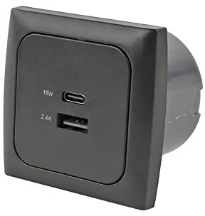 wamovo Prise USB A USB-C pour voiture - Double prise - Noir - Isodose, couvercle, cadre