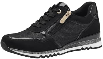 MARCO TOZZI Damen Sneaker flach Vegan Freizeit, Schwarz (Black Comb), 37 EU