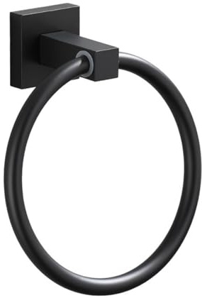 Anneau porte-serviette élégant noir durable en acier inoxydable 304 à suspendre simple et circulaire pour salle de bain ou cuisine