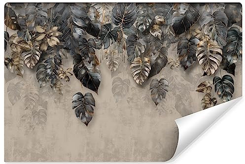 Muralo - 3D Tapete Vliestapete - Fototapete 3d Effekt - Blätter Pflanzen Motiv Tapete für Wohnzimmer Schlafzimmer Wandtapete - abstrakte Fototapete Br. 368cm x Hö. 280cm