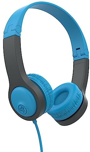 JLab JBuddies Folding Kids Wired Headphones Gen 2, Blue/Grey, Toddler Headphones, Noise Isolation, Kids Safe, Volume Limiting, for Children Ages 2+