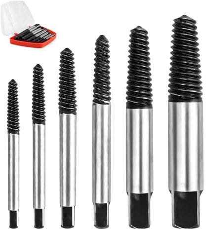 Easy Out Screw Extractor Set, SRJQXH 6 Pcs Screw Extractor Drill Bit Set, Stripped Screw Stud Bolt Remover Tool, with Box, Durable, for Damaged Screws, Pipes (M3-M25)