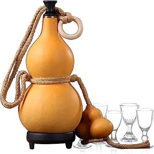 LUCEAE -Ornamente, Kürbisweintopf, Natürliche Sake -Flasche Mit Gummistopfen, Leicht Zu Reinigende Natürliche Kürbiskrug, Tragbares Wasser Im Freien, Medizinische Kürbis, Heimdekoration/a/1500Ml