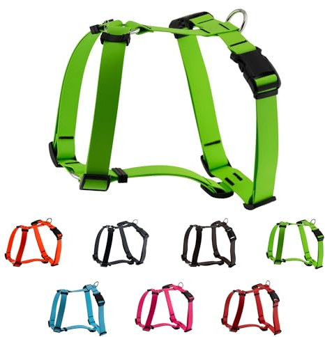 LENNIE Biothane Geschirr für Hunde, wasserdicht, verstellbar, H-Geschirr, Hundegeschirr, Führgeschirr, Größe L, Apfelgrün