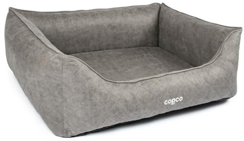 CopcoPet Hundebett Hugo Orthopädisch Velourlederoptik Grau M 80 x 60 cm – Visco-Hundematratze mit abziehbarem Bezug – rutschfest & pflegeleicht – Für kleine Hunde, gelenkschonend & formstabil