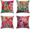 Vonluxeshop Kissenbezug 4er Set Leinen Outdoor Kissen Bunt Blume Sofakissen Dekorative Kissenbezüge mit Verstecktem Reißverschluss für drinnen und draußen Perfekte Deko Kissen (Linen, 60x60cm)