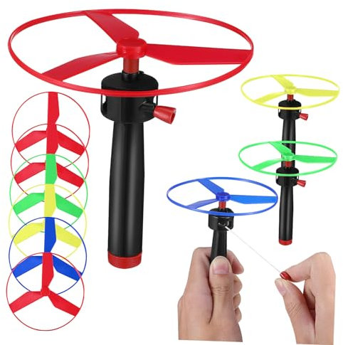 ibasenice 1 Juego Platillo Volador De Cable De Plástico Ovni Juguetes De Helicóptero Tirar De La Cuerda Juguetes Voladores Bumerang Aparato De Relojería El Plastico Niño Pequeño Vuelo