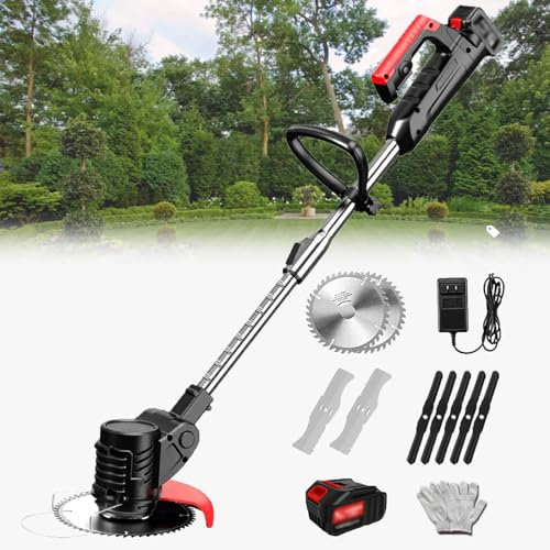 FANYING Tondeuse à Gazon électrique Robot Tondeuse à Gazon rotative désherbeur électrique Rechargeable agricole Maison désherbeur sans Fil Batterie au Lithium 24V,24V/2.0Ah