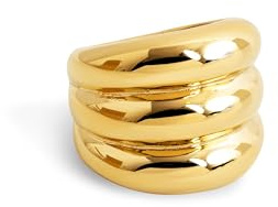 SINGULARU - Bague Dune. Acier avec finition plaquée or 18 Kt. Bijoux pour femme. Tailles 10 à 18.