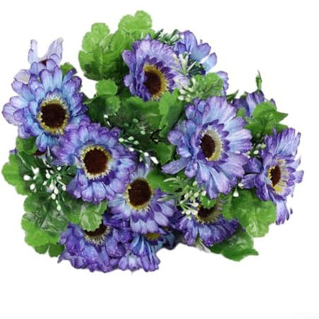 EXTRWORY Schöner dekorativer Blumenstrauß, Schneeflocke, Sonne, Chrysantheme, künstliche Blume (blau)