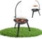 BBQ Schwenkgrill mit Grillrost Ø 58 cm | Holzkohlegrill mit Feuerschale | Dreibein für Gulaschkessel | Grillgestell mit Feuerwanne, Dreibein mit Kurbel, Kohlegrill - legierter Stahl/Edelstahl schwarz