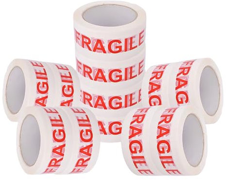 1ABOVE Lot de 12 rouleaux de ruban adhésif Fragile pour emballage 48 mm x 66 m | 54 microns | Idéal comme ruban adhésif transparent pour colis, ruban adhésif d'emballage solide et transparent pour