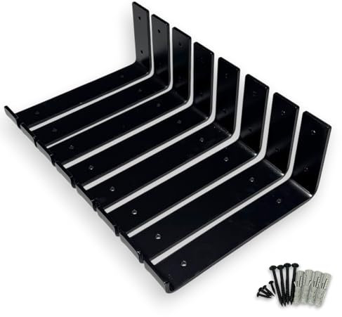 Scaffold Board Shelf Brackets, 235mm (9 Inch) Heavy Duty Floating Shelf Industrial Support Home & Garage (Black, 8 Pack)