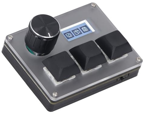 Teclado Macro, Personalizable con LCD Color 0,96 Pulgadas y Luz RGB, Teclado Programable de 3 Teclas Hot-Swap con Perilla para Gamers Streamers Oficinistas