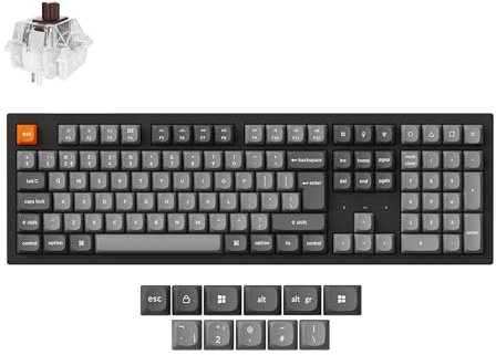 Keychron K10 Max Hot-Swappable Mechanical Gaming Keyboard, Full-Size, Programmable Macros, Bluetooth 5.1/2.4GHz/Wired, RGB Backlight, Super Brown Switch, PTB Keycaps, UK Layout, for Win/Mac/Linux