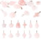 Sparkeads 12 ciondoli in quarzo rosa a forma di croce con pietra preziosa a goccia, ciondoli a forma di stella, pepita, per gioielli fai da te, orecchini, collane e bracciali, Gemma, Quarzo rosa