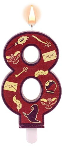 Tinoaly Magische Zaubererhut & Stab Eule Geburtstagszahlenkerze, Unparfümiert, Indoor, Feier, Magisch, Kerze