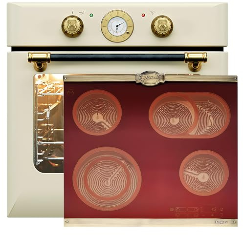 Kaiser Herdset Einbaubackofen EH 6432 ElfBE +KCT 6185 RotEm, Elektro, Autark, 68 L mit Glaskeramik Kochfeld 60cm Einbau Herd 4 QuickHeat-Kochzonen Hi-Light
