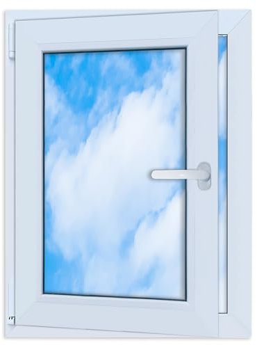 LORAC | Kunststofffenster weiß 600x800mm, 60x80cm, PCV, DIN Links, kippbar & ausstellbar, 2-fach Verglasung, energiesparend – Fenster mit CE-Zertifikat für Keller und Wohnung