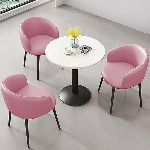 Moderne rosa Essgruppe mit Metallsockel, stilvolle Möbel für Zuhause und Büro