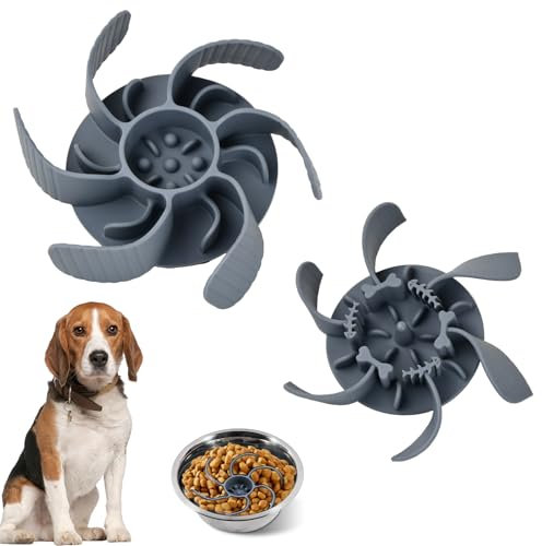 Wisebom 2 Pieces Slow Feeder Dog Bowl, Slow Eating Bowl Insert Silicone Slow Feeder Cuttable Slow Feeder Insert for Dogs and Cats Small and Large Dog Bowl