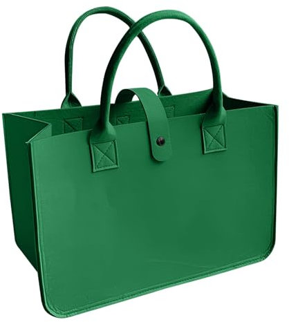 HTRTRR Orangefarbene Filz-Einkaufstasche - 35x25x15 cm Wiederverwendbare Tragetasche - Große Tragetasche für Frauen, zum Einkaufen, für die Arbeit und für den täglichen Gebrauch