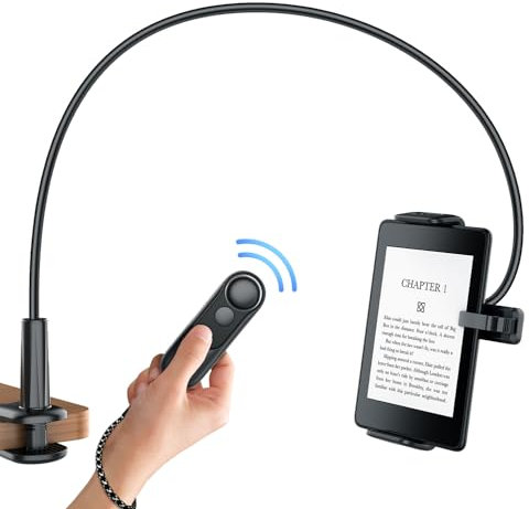 Hogance Support pour Tablettes pour la Lecture Kindle avec RF Télécommande Tourne Page (HKRC004), Support pour eReaders et Télécommande Liseuse, Accessoires pour la Lecture Kindle/iPad/Tablets au Lit