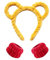 GWAWG Bandeau Oreilles d'Ours Costume Set Jaune Bandeau et Poignets, Serre-Tête en Peluche Douce avec Oreilles d'Ours pour Enfants et Adultes, Accessoires Réalistes pour Noël, Halloween, Fête 3 Pièces