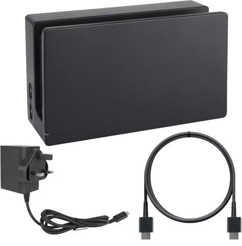 TV Dock Kit for Nintendo Switch, Compatible Docking Station with HDMI and USB Port for Nintendo Switch Console, Charging Dock Set for Switch, Reliable Third-Party Switch Dock (Black - Three-piece set)