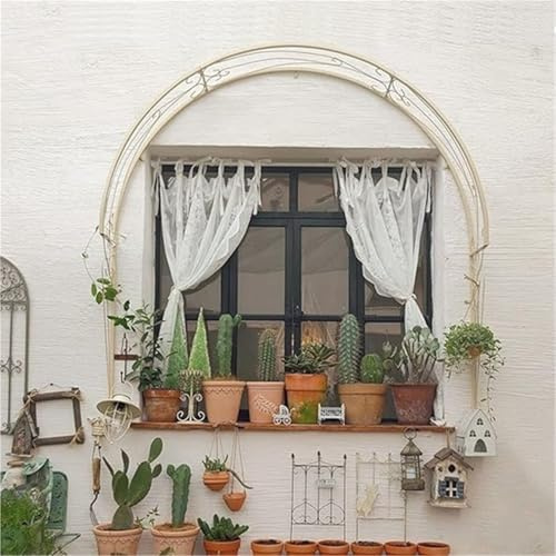 Rosenbogen zur Wandmontage, für Kletterpflanzen, 100 cm breit, Metall, Rankgitter, dekorativer Gartenbogen für Terrasse, Balkon, Fenster, Türen und Eingänge (weiß)