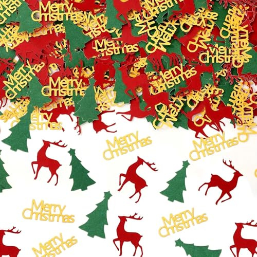 ParPix 100 Stk Streudeko Weihnachtens, Merry Christmas Konfetti, Weihnachts Tischdeko Confetti, Bunt Weihnachten Streudeko, Weihnachten Deko Konfetti,Winter Weihnachtsdeko Confetti, Weihnachtskonfetti