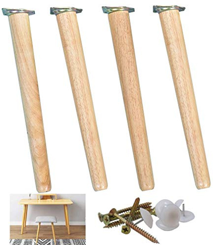 Gambe per tavolo in legno massello di faggio, design conico robusto per divani, tavolini, panche, armadi, librerie e mobili TV, include accessori di montaggio per una facile installazione