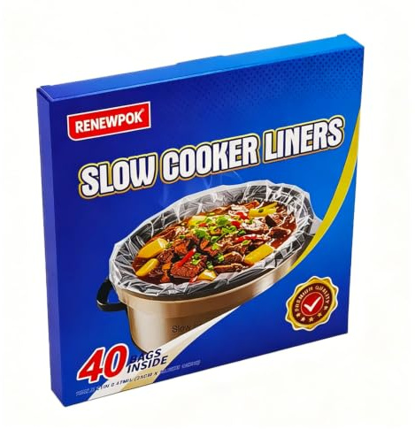 Slow Cooker Liners, Large Size 13x21, Disposable Cooking Bags Oval For Crock Pot 3-8 Quart, 40 Count