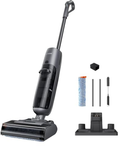 EASINE D90 Akku Nass Trockensauger Saugwischer mit Selbstreinigung | Wischsauger Kabellos, Leicht, Dual-Tank-Design, Smart-LED-Display mit Sprachausgabe, für Böden, Tierhaare, Kurzflorteppiche