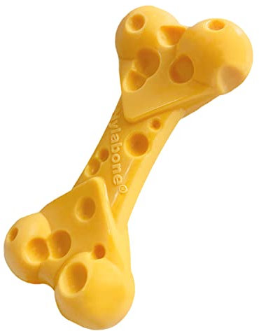 Nylabone Dura Power Chew, Extreme Kauknochen mit Geschmackslöchern, Käsegeschmack, für mittelgroße Hunde bis 16kg, Medium