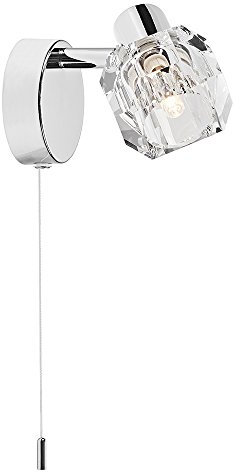 Modern Polished Chrome Wall Light with Chunky Ice Cube Shade by Happy Homewares
