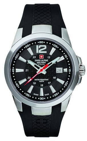 swiss alpine military by Grovana Herrenuhr schwarz 70581837 10ATM Swiss Made Band, Sport