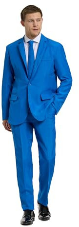 Offstream Plain Colored Suits for Men – Costumes Include Jacket Pants and Tie, XXL, Plain Blue