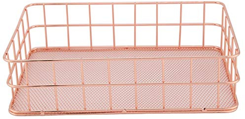 Iron Storage Basket Makeup Small Things Organizer Storage Holder Desktop Decor Iron Box Rose Gold 4 Size(D)