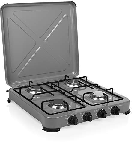 Campart Fornello a Gas Ontario, Campeggio Unisex Adulto, Grigio, 4 fuochi