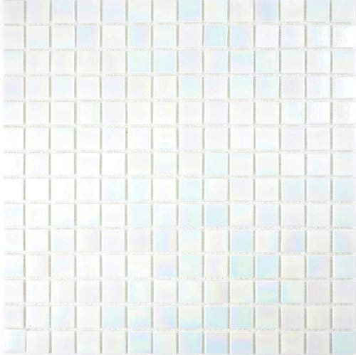 Glas Mosaik iridium weiß Wand Dusche Fliesenspiegel Mosaikfliese Mosaikmatte Mosaikplatte