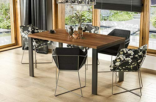 Endo-Moebel Design Esstisch Garant 80cm - 170 Metall erweiterbar Metallgestell Küchentisch (Stirling Eiche)
