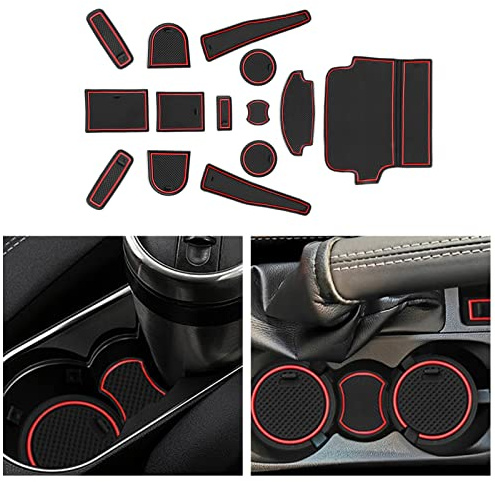 CDEFG für Ford Fiesta Puma ST MK8 Gummimatten Auto Innere Antirutschmatte Türschlitz rutschfest Anti-Staub Becherhalter Gummi Matten Arm Box Aufbewahrung Innenraum Pads Zubehör (Rot)