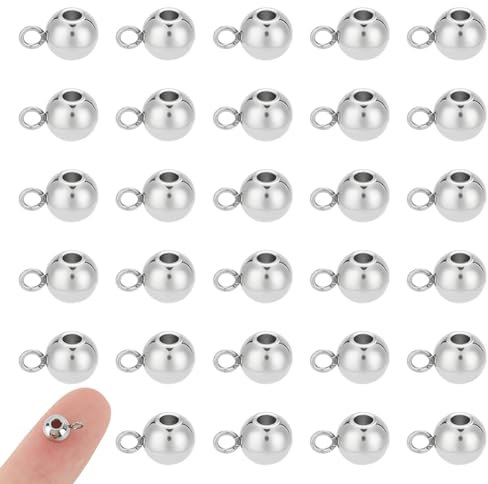 UNICRAFTALE 100pcs Rondelle Bail Perlen Edelstahl Bügel Perlen Bail Beads Verbindungs Perlen Für Armbänder Ohrringen Halskette Schmuckherstellung, Loch 2 mm